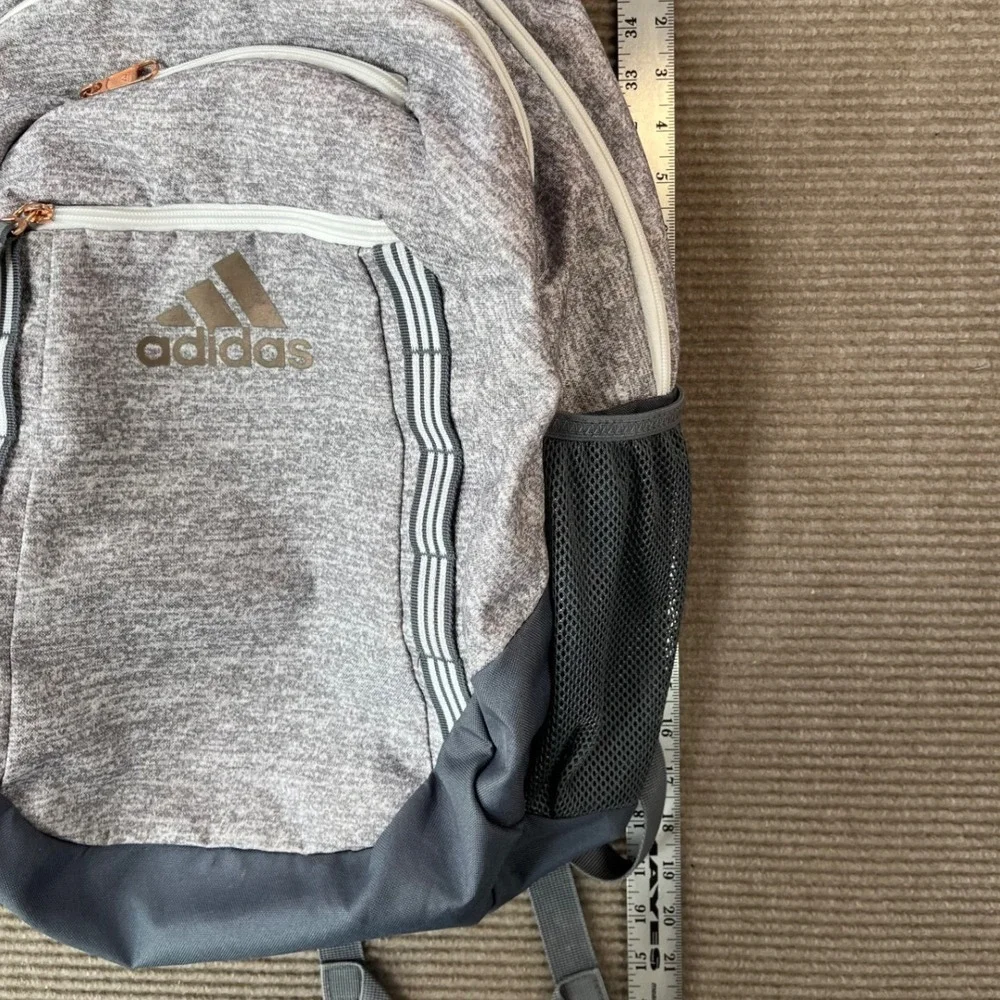 Adidas Prime Backpack Grey Heather Rose Gold Zipper LoadSpring Straps School Bag
